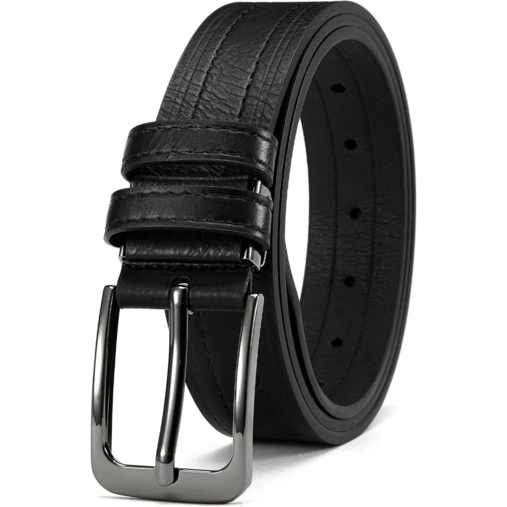 2-Pack Men's Leather Dress Belt with Gift Box – 1.25" Classic Single-Pin Removable Buckle, Adjustable Trim-to-Fit Waist 30"-52", Black & Brown Business Casual Belt for Jeans, Work & Outdoor