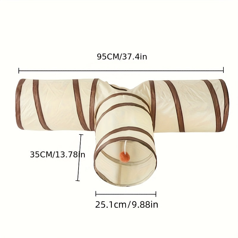 Foldable Cat Tunnel Toy – Collapsible Storable Interactive Pet Tunnel for Indoor Cats, Crinkle Play Tube for Kittens & Adult Cats, Year-Round Use, Easy Storage