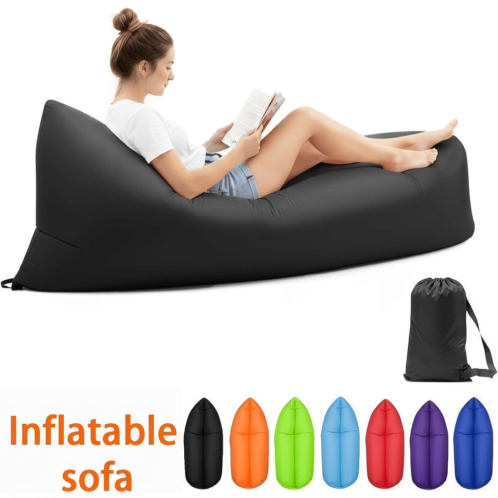Foldable Inflatable Sofa Lounge Chair Portable Lazy Air Sofa for Camping Beach Music Festivals Outdoor Gatherings Quick Inflation Adults Purple Blue Green Black Red Yellow Orange