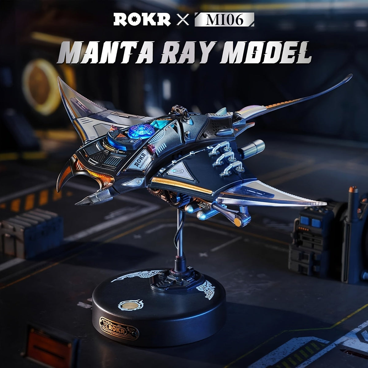 ROBOTIME 3D Metal Puzzle Manta Ray Mechanical Model Kit MI06 DIY Assembly Engineering Gift for Adults Teens 14+ Home Office Desk Decor Display