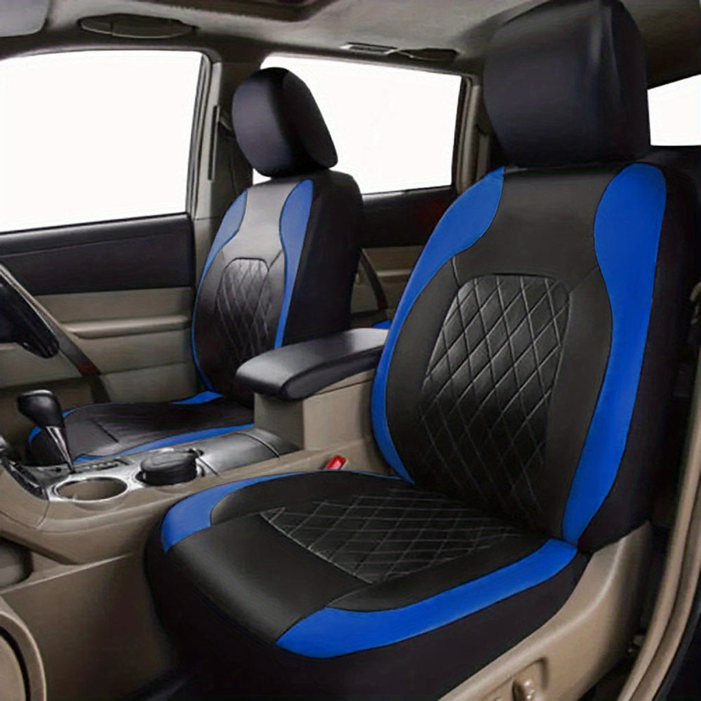 PU Leather Car Seat Covers Universal Fit Waterproof Quilted All-Season with Sponge Padding for Cars SUVs Trucks Gray Black Red Blue Single or 12-Piece Set