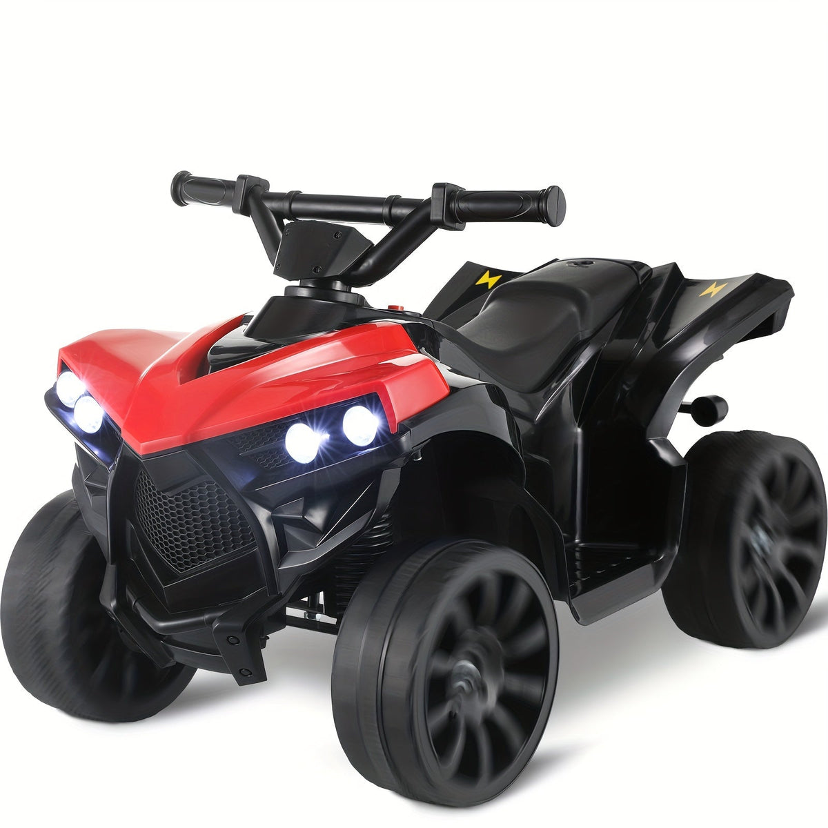 Kids Electric Quad ATV Ride-On Car with Headlights Pedal Accelerator All-Terrain Anti-Slip Tires 55 lbs Capacity 1.86 MPH Ride On Toy for Boys Girls Ages 3-6 Birthday Christmas Gift Blue Black Pink Red