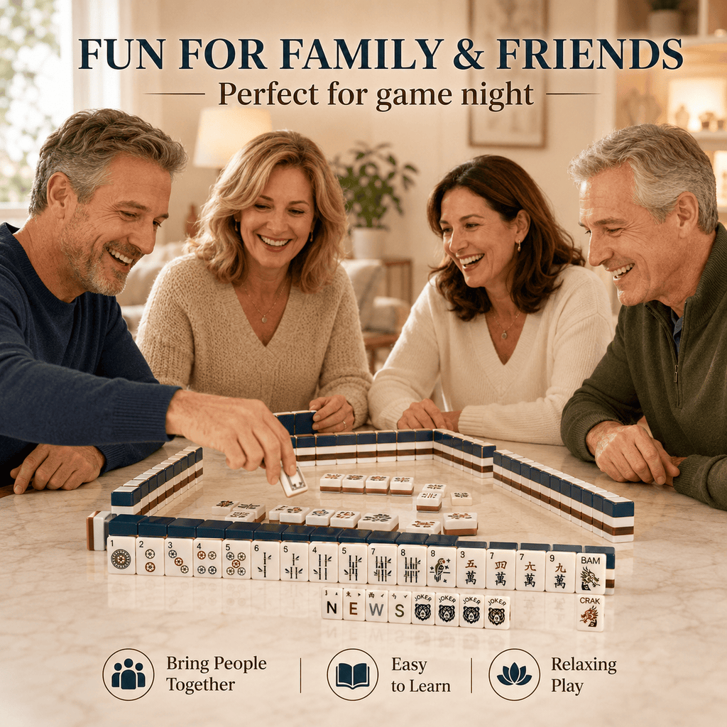 American Mahjong Set 160 Tiles with 4 Dice - Black Bear Theme Acrylic Tiles, 4-Layer Color Design, Easy-Read Tabletop Board Game for Family Gatherings & Parties | Fun Holiday Gift for Adults