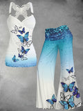 Women's Animal Print Cami Top and Pants Set 2-Piece V-Neck Casual Outfit Matching Lounge Set S M L XL XXL Multicolor