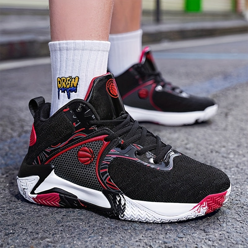 Men's High Top Basketball Shoes Anti-Slip Rubber Sole Breathable Lace-Up Sneakers for Men Durable Sports Running Shoes 3 Colors Sizes US 6.5-13.5 Cushioned Ankle Support