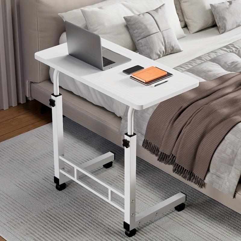 Height Adjustable Rolling Laptop Desk with Wheels – Sit to Stand Mobile Overbed Table, 2-Tier Storage Computer Stand for Bed Couch Home Office Workstation, 6 Colors