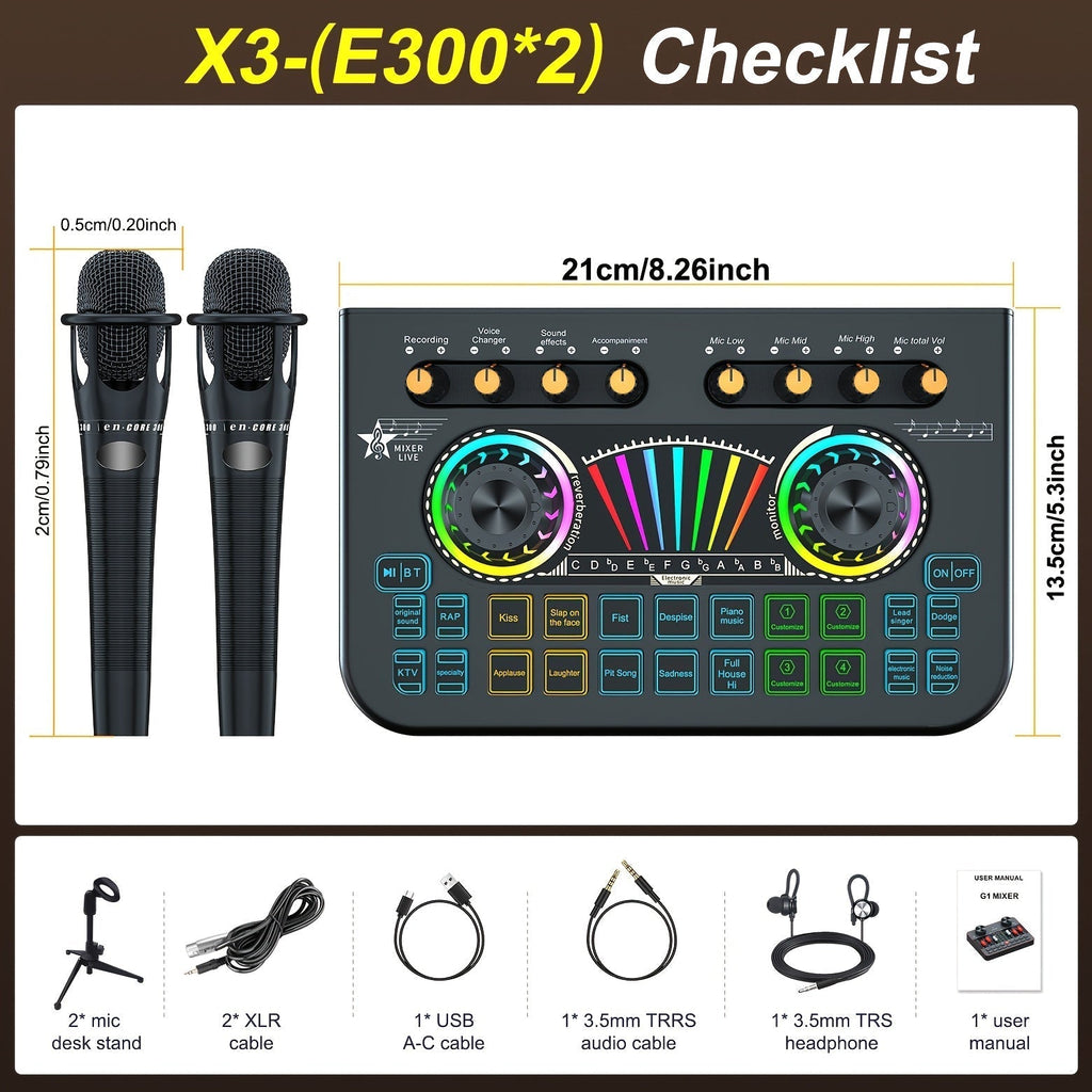 Microphone Mixer Bundle Kit for Podcast Recording Studio – Audio Mixer with Mic Stand, Sound Card, Streaming & Karaoke Setup for PC Phone Gaming