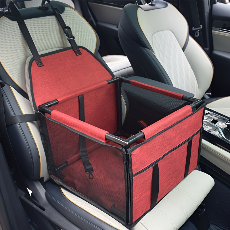 Dog Car Seat Safety Basket Cushion for Small & Medium Dogs - High-Quality Pet Booster Seat with Soft Cushion, Secure Car Dog Basket, 7 Colors: Brown, Gray, Grey, Crimson, Navy Blue, Blue, Stripe
