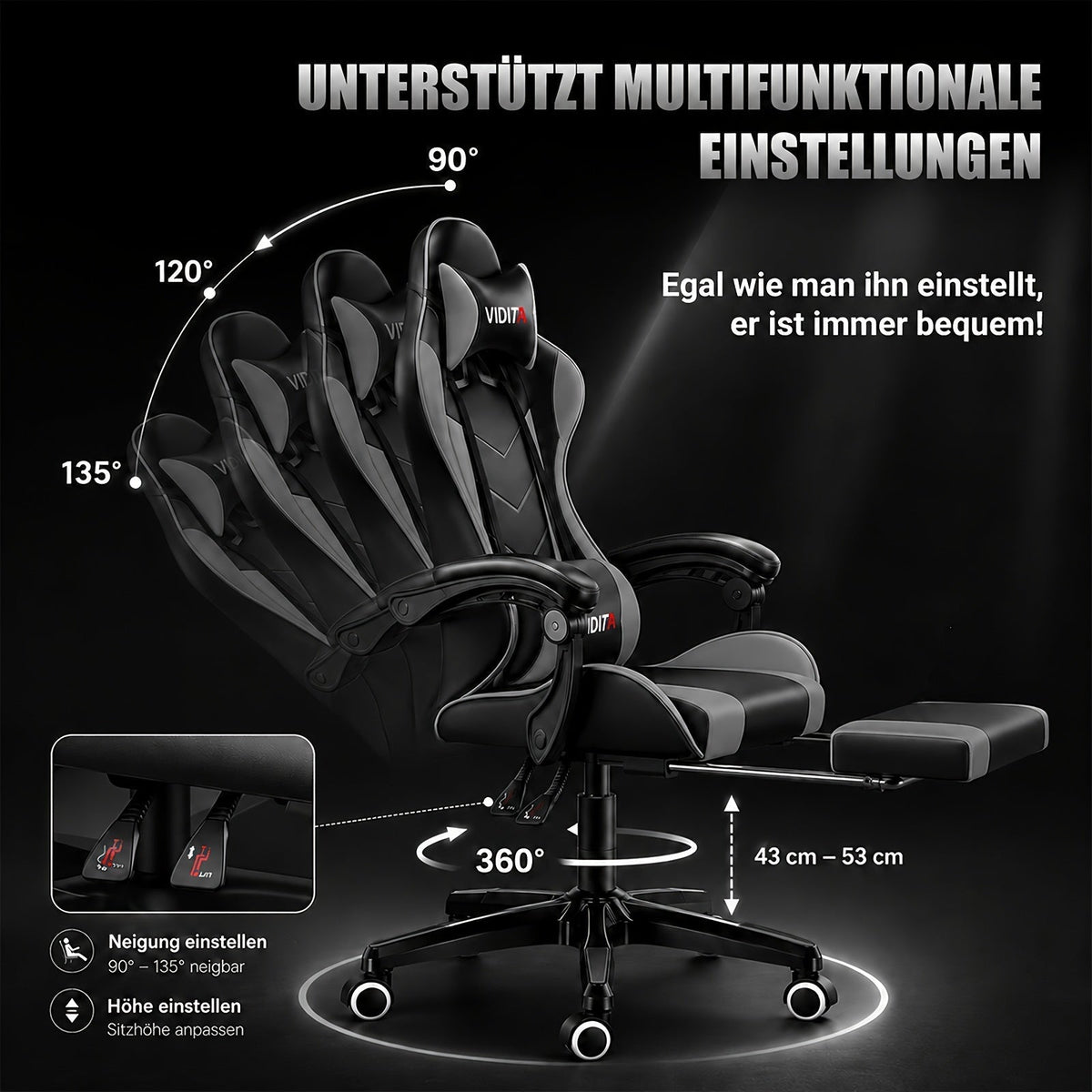 Ergonomic Gaming Chair Racing Style with Lumbar Support High Back Adjustable Office Chair for Adults Teens PC Computer Desk Chair Recliner