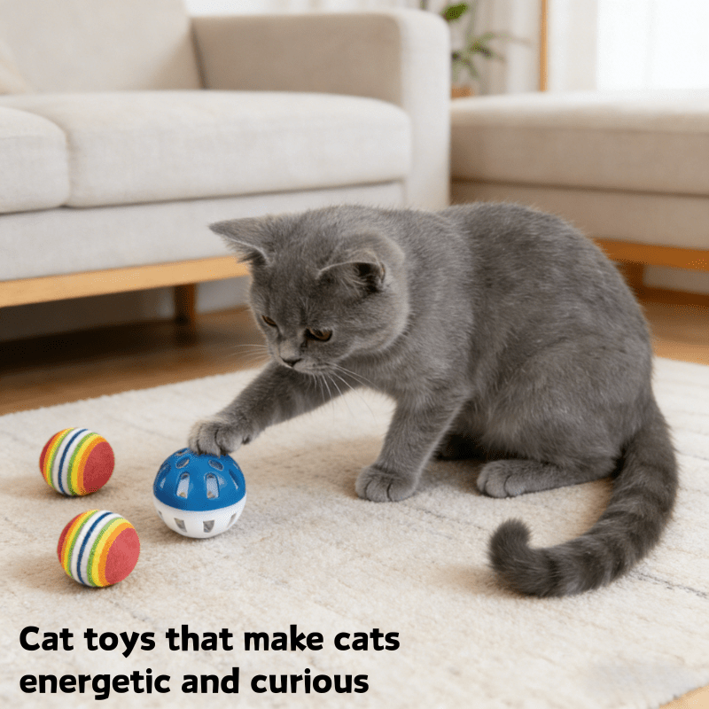 Cat Toys 18-21 Piece Variety Pack – Random Color Style & Material Kitten Toy Assortment, Interactive Feather Balls & Teaser Toys for Indoor Cats, No Battery Required, Fun Gift Set for Cat Lovers