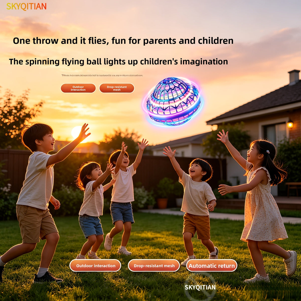 UFO Magic Flying Ball Toy with LED Light – Hand Control Boomerang Hover Ball Intelligent Remote Gesture Control Outdoor Indoor Game Party Gift for Kids Boys Girls Halloween Christmas