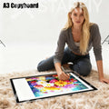 LED Tracing Light Pad Board A2 A3 A4, Dual Light Bar Ultra-Thin Copy Table with 3-Speed Dimming & Eye-Caring No-Grid Surface for Diamond Painting, Sketching & Drawing