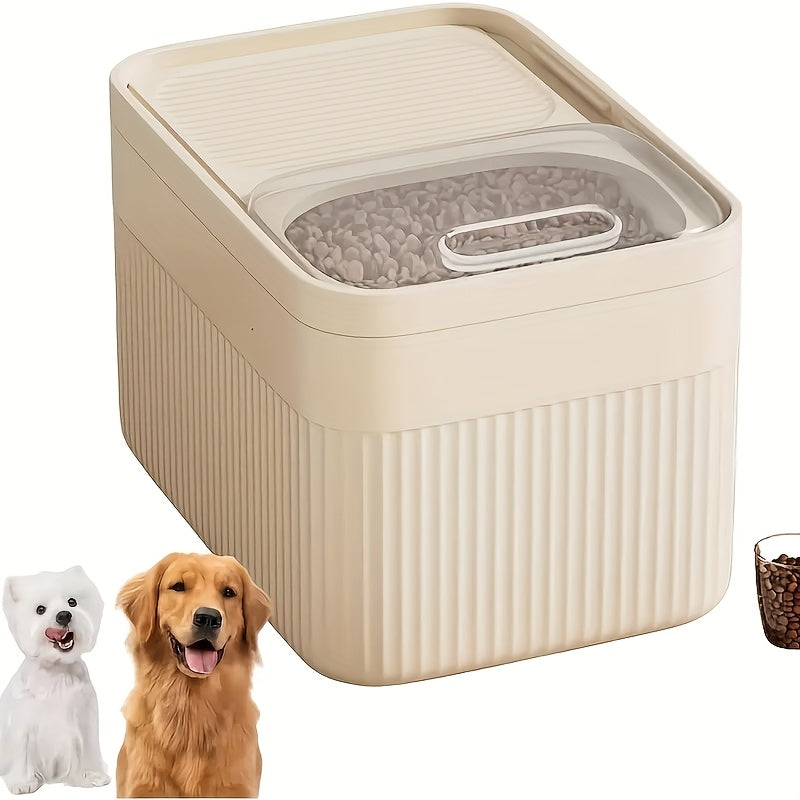 Pet Food Storage Container with Measuring Cup – Airtight Dry Food Tank with Openable Window & Leak-Proof Design for Dogs, Cats & Small Animals, 2-Piece Set