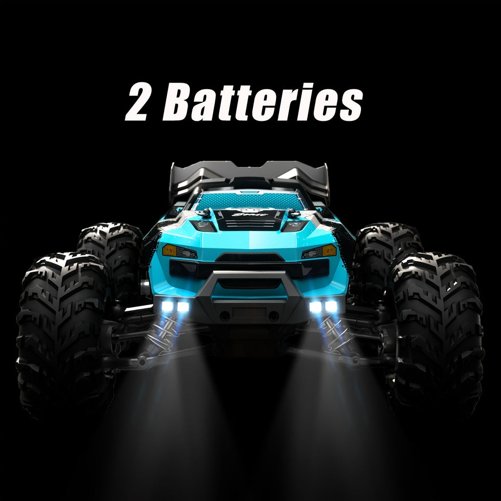 High Speed RC Car 70KM/H 1:16 Scale 4WD Off-Road Remote Control Car with RC390 Brushless Motor, 2.4GHz, Head-Up Wheelie, LED Lights, All Terrain Drift Racing Vehicle – ZHUOYOU 2 Batteries Included