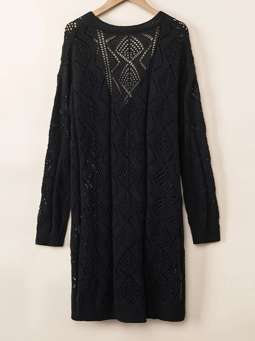 Women's Open Front Knit Cardigan Long Sleeve Loose Draped Sweater Outwear | V-Neck Drop Shoulder Fall Spring Layering Top Apricot Black S M L XL XXL