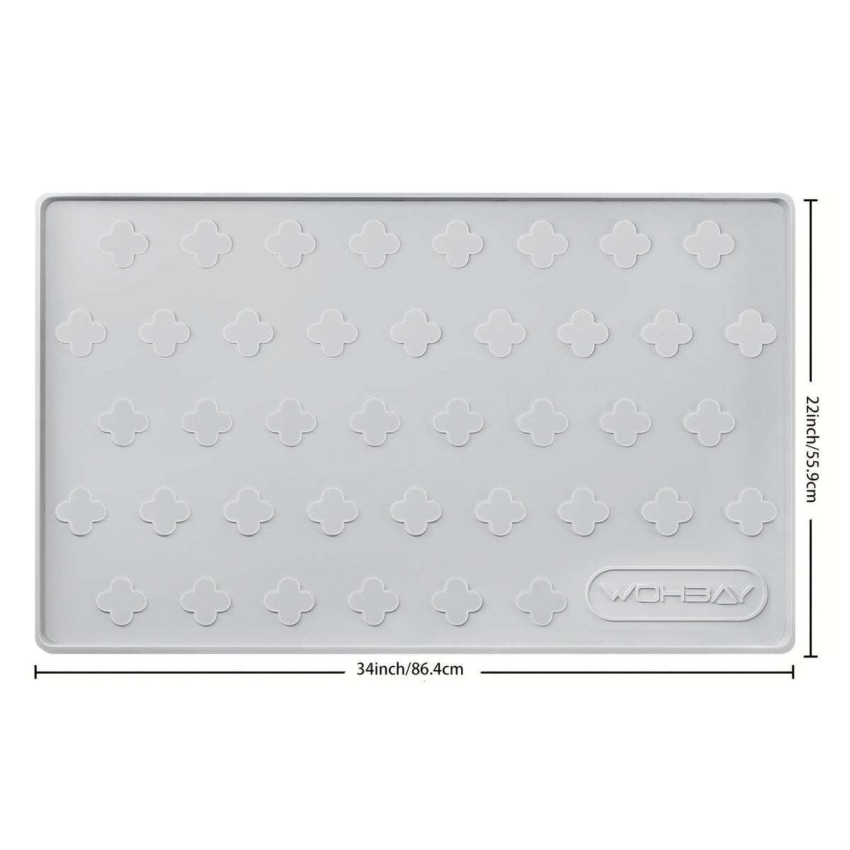 Under Sink Mat Waterproof Silicone 34" x 22", Under Sink Drip Tray Liner for Kitchen Bathroom Cabinet, Holds Up to 2 Gallons, Non-Toxic Leak Protection Mat with Raised Edges & Four-Leaf Clover Pattern