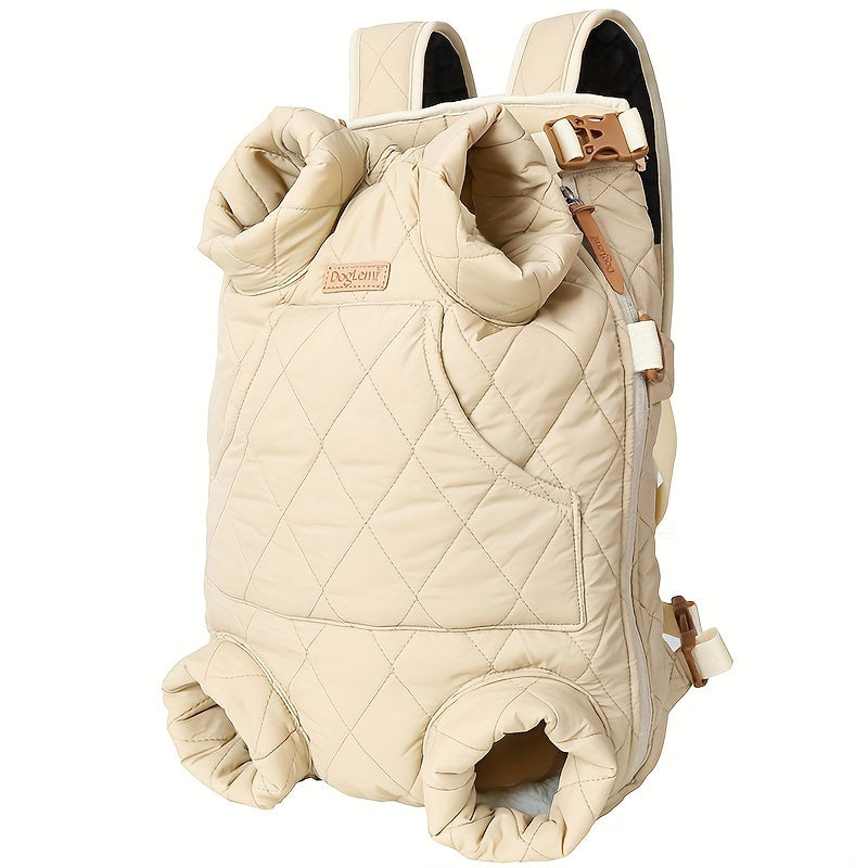 Pet Front Carrier Backpack for Small & Medium Dogs - Hands-Free Legs Out Dog Chest Carrier, Adjustable Hiking Cycling Dog Carrier, One Size Fits All, 5 Colors: Pink, Green, Black, Beige, Grey