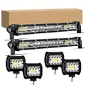 LED Light Bar Offroad Kit – 2x 10 Inch LED Light Bars + 4x 4 Inch Spot Lights for Jeep Truck SUV 4x4 Off-Road Driving, Waterproof Bright White Work Lights, Easy Install (Battery Not Included)