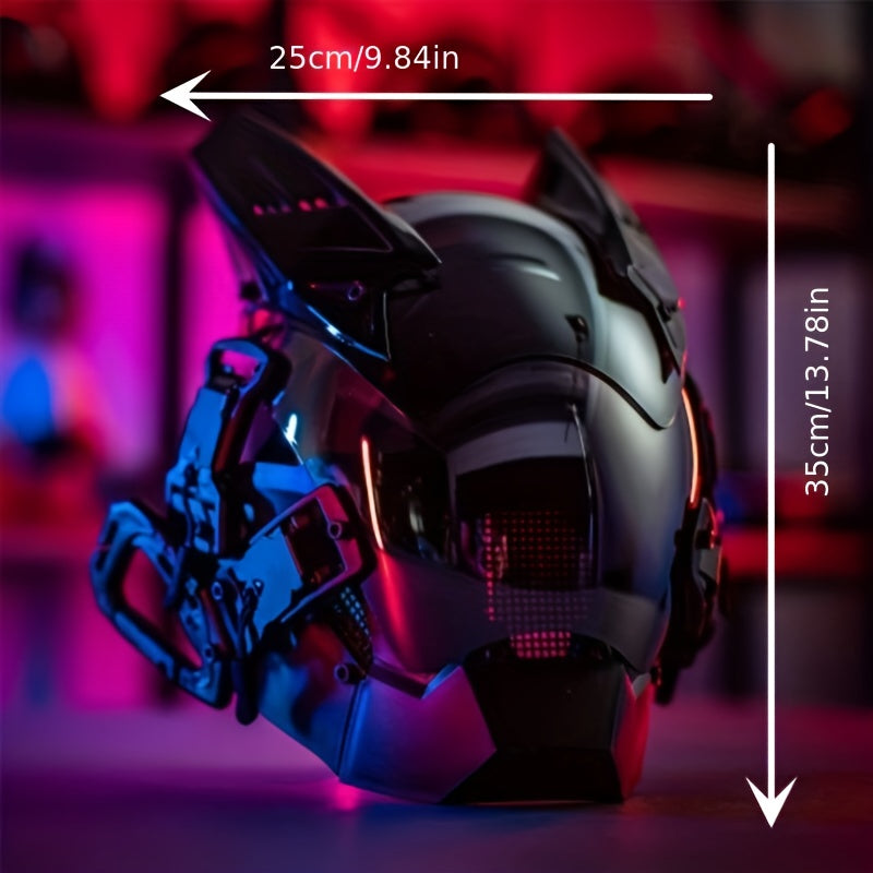 Cyberpunk Sci-Fi Futuristic Diablo Mask with Horns Premium Cosplay Costume Prop Bar Club Rave Party Accessory Photo Prop Gift Collectible