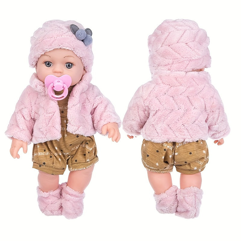 12 Inch Reborn Baby Doll with Pink Plush Outfit Hat Socks and Pacifier Realistic Newborn Soft Body Baby Doll Toy for Girls Toddlers Kids Birthday Christmas Holiday Gift