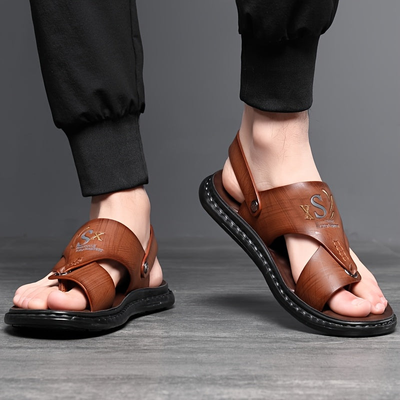 Men's Hiking Sandals with Arch Support – Slip-On Sports Beach Walking Sandals, Lightweight Casual Outdoor Shoes, Black Grey Brown, Sizes US 7–13.5, All Season Comfort