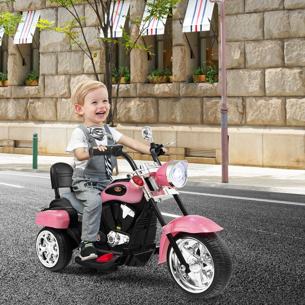 6V Kids Ride-On Chopper Motorcycle 3-Wheel Electric Trike for Toddlers – Pink with Headlight, 66 LB Capacity, 2.5-3 km/h, Fun Battery-Powered Kids Car Gift for Boys & Girls Ages 3+