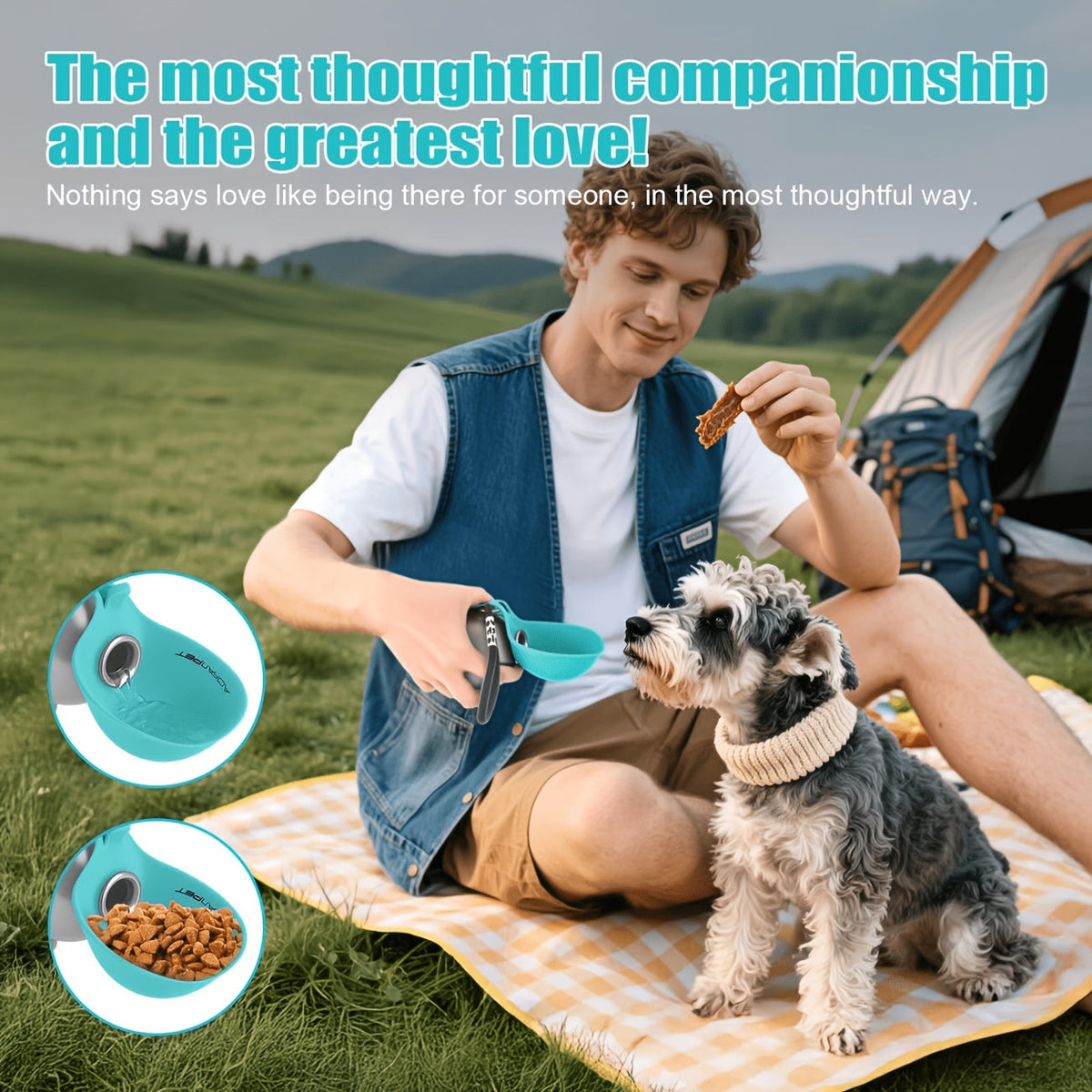 Upgraded Stainless Steel Pet Travel Water Bottle with Integrated Bowl – Leak-Proof 2-in-1 Water & Food Dispenser for Cats & Dogs, Food-Grade BPA-Free Portable Dog Water Bottle for Hiking Outdoor Travel