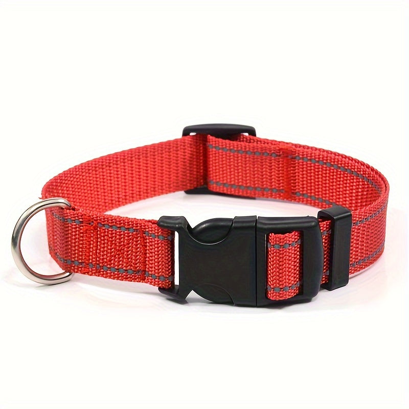 Reflective Adjustable Dog Collar for Small Medium Large Dogs & Cats – Safety Night Visibility Pet Collar with Durable Buckle, Comfortable Everyday Dog Collar