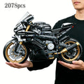 1:5 Scale Platinum Motorcycle Building Blocks Model - 2000+ Pieces, Easy Assembly, Gold & White Display Model, Cool Gift for Men, Adults & Teens for Birthday, Christmas & Holiday