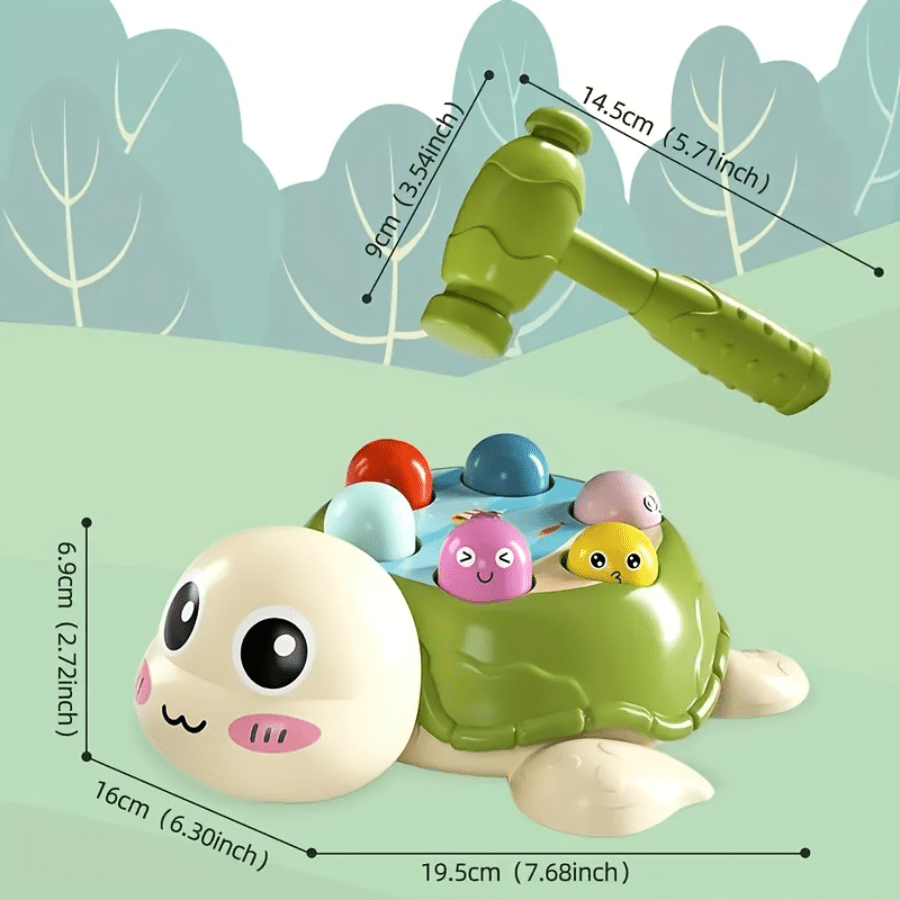 Toddler Hammer Toy Interactive Turtle Shape Sorting Game Educational Colorful Pounding Bench Toy for Babies Kids Ages 1 2 3 Year Old Developmental STEM Gift Christmas Halloween Thanksgiving Birthday