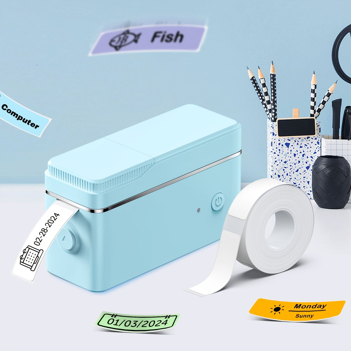 P31S Portable Label Maker Machine with Tape – Mini Bluetooth Thermal Printer, Inkless Sticker Maker with App Templates, Multiple Colors (White, Pink, Green), Home Office School Organization
