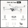 FIMI X8 Tele Max Professional GPS Drone - Dual Sony Camera, 30x Hybrid Zoom, 4K/60fps HDR, 48MP, 3-Axis Gimbal, 20KM RokLink 5.0, AI Night Video & 5000mAh Battery