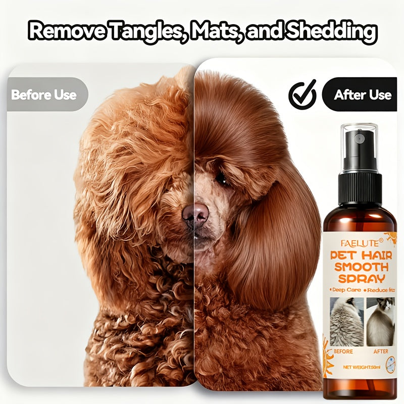 Dog Cat Detangling Spray Leave-In 10-in-1 by FEALUTE - Botanical Oils, Aloe & Vitamin E - Removes Knots, Tames Frizz, Moisturizes, Adds Shine - No Rinse Pet Coat Grooming Mist for All Coat Types