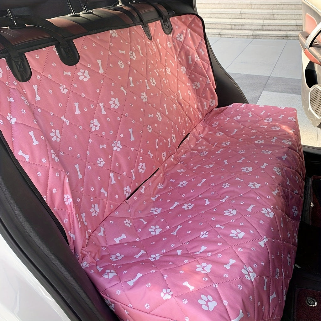 Pet Car Seat Back Protector Mat - Thickened Waterproof Dog Car Seat Cover for Back Seat, Scratch-Proof Kick Mat for Dogs & Cats, Pink Paw Print Car Accessory for Dog Owners