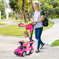 Mercedes-Benz Licensed 3-in-1 Ride-On Push Car for Toddlers 18-36 Months, Kids Sliding Car with Steering Wheel Sound, Push Bar, Adjustable Canopy & Under-Seat Storage - Pink Baby Walker Stroller Gift
