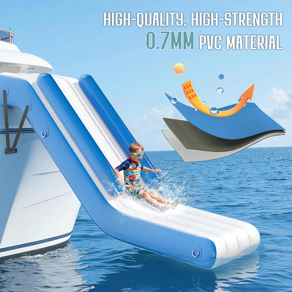 PAPAJET Inflatable Slide Outdoor Play Set, 10/15/16 FT Thickened PVC Water Slide for Pool, Lake, Yacht & Party, Raised Side Rails, Quick Setup with Straps - Available in Blue & Gray