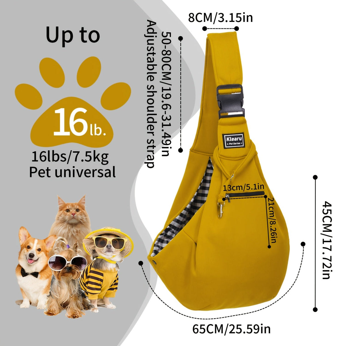 Pet Crossbody Shoulder Bag & Backpack for Small to Medium Dogs & Cats - Foldable Outdoor Travel Pet Carrier, Breathable Adjustable Strap, Up to 16lb/7.5kg, 12 Colors, Bonus Sticker Set Options