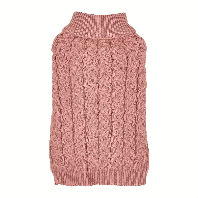 Casual Twist Knit Dog Sweater - Elastic Solid Color Two-Leg Comfortable Pullover for Small Dogs, Teddy & Bichon Dog Clothes, 8 Colors & 5 Sizes XS-XL (White/Burgundy/Grey/Blue/Pink & More)
