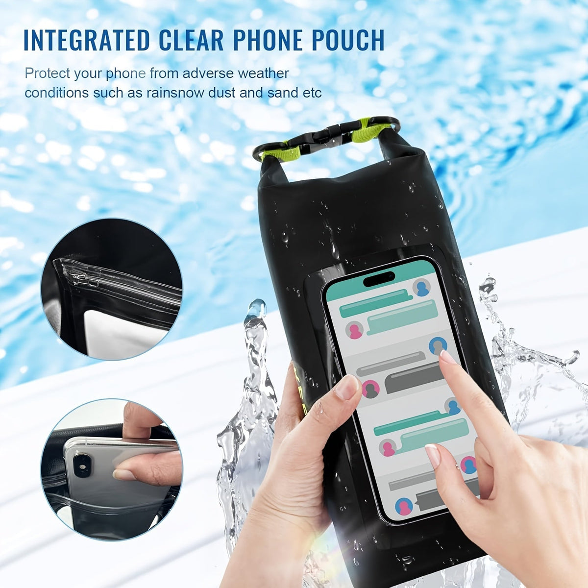 10L Waterproof Dry Bag Roll-Top with Phone Case - Crossbody Shoulder Bag for Kayaking Boating Beach Camping Swimming Fishing Rafting Travel