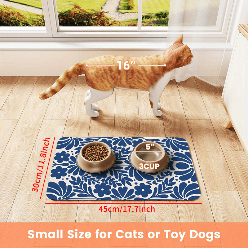 Absorbent Pet Feeding Mat for Dogs & Cats – Quick-Dry Splash-Proof Non-Slip Washable Food Bowl Mat, Durable & Easy to Clean, Perfect for Messy Eaters – Ideal Gift for Pet Owners, 11.8x17.7 Inch