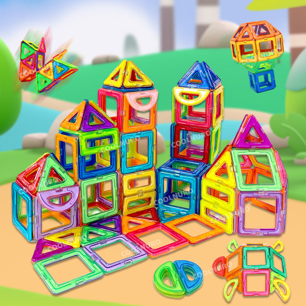 Magnetic Building Blocks Set for Kids 50 65 140 Pieces STEM Sensory Educational Tiles Toys Develop Creativity Hands-On Skills for Toddlers Boys Girls Birthday Halloween Christmas Gift Random Colors