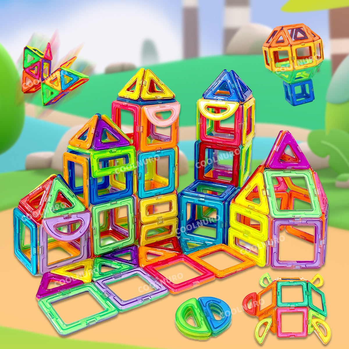 Magnetic Building Blocks Set for Kids 50 65 140 Pieces STEM Sensory Educational Tiles Toys Develop Creativity Hands-On Skills for Toddlers Boys Girls Birthday Halloween Christmas Gift Random Colors