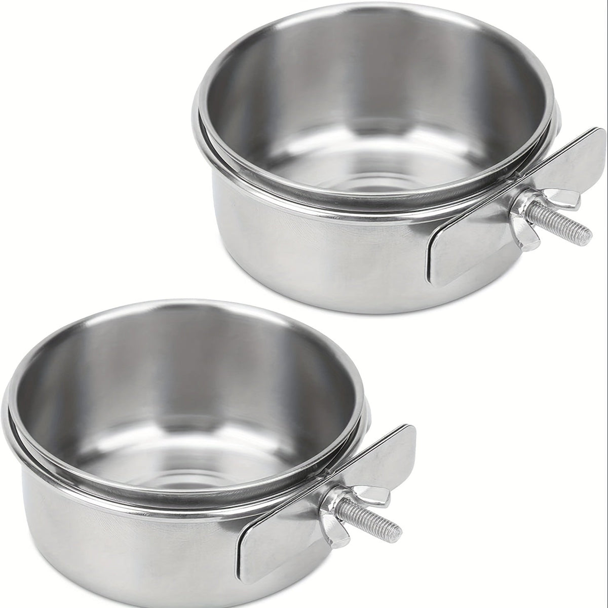 Bird Cage Feeder & Water Bowl Set – 2-Pack Parrot Food Water Bowls with Clip-On Bracket, Sturdy Plastic Bird Feeder Cups for Parakeets Cockatiels Canaries & Small Pet Birds