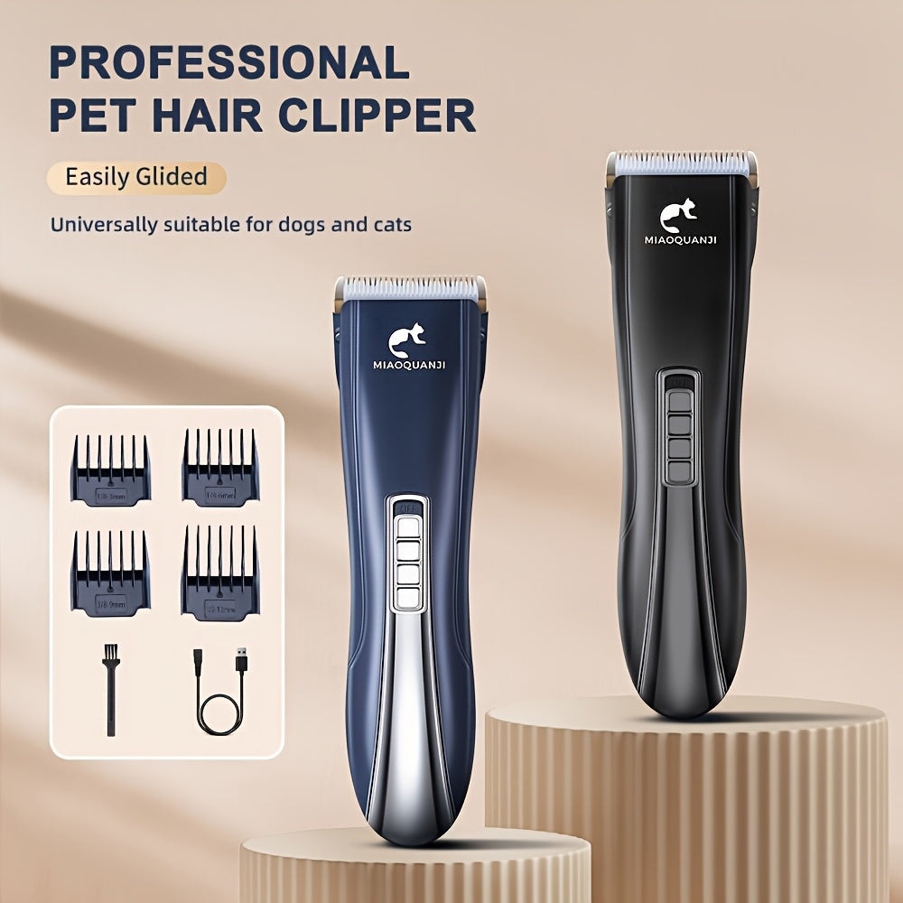 Professional Dog Clippers for Grooming Thick Hair – Cordless Low Noise Pet Grooming Kit with Detachable Combs, Rechargeable Heavy-Duty Clippers for Thick Curly Fine Wavy Hair, All Breeds
