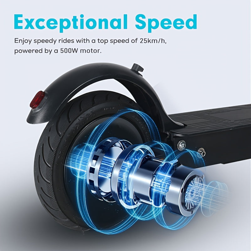 500W Electric Scooter for Adults & Teens 48V App Control – 25-Mile Range, 10" Vacuum Tires, 25° Climbing, Dual Suspension, Dual Disc Brakes, LED Turn Signal – Foldable Commuter E-Scooter Gift