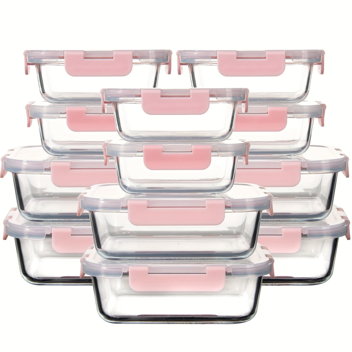 Borosilicate Glass Food Storage Containers 24-Pack (12 Bowls + 12 Airtight Lids) – Meal Prep Glass Bowls, Microwave & Dishwasher & Freezer Safe, BPA Free, Multi-Color Lids for Kitchen & Lunch