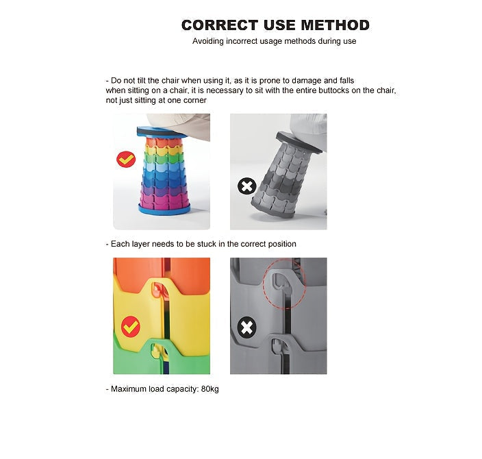 Folding Telescoping Stool with Bottom Lock Buckle – Portable Collapsible Retractable Seat, 660 lbs Heavy Duty Load Bearing, for Fishing, Hiking, Camping & Outdoor Activities, Multiple Colors