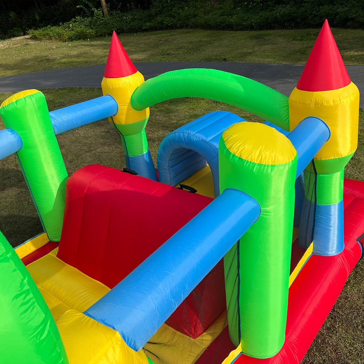 Inflatable Bounce House with Obstacle Course for Kids 3-12, 18x8.2Ft Blow Up Jumping Castle with 680W Blower, Dual Crawl Tunnels, Large Slide & Climbing Wall - Outdoor Backyard Birthday Party Bouncer
