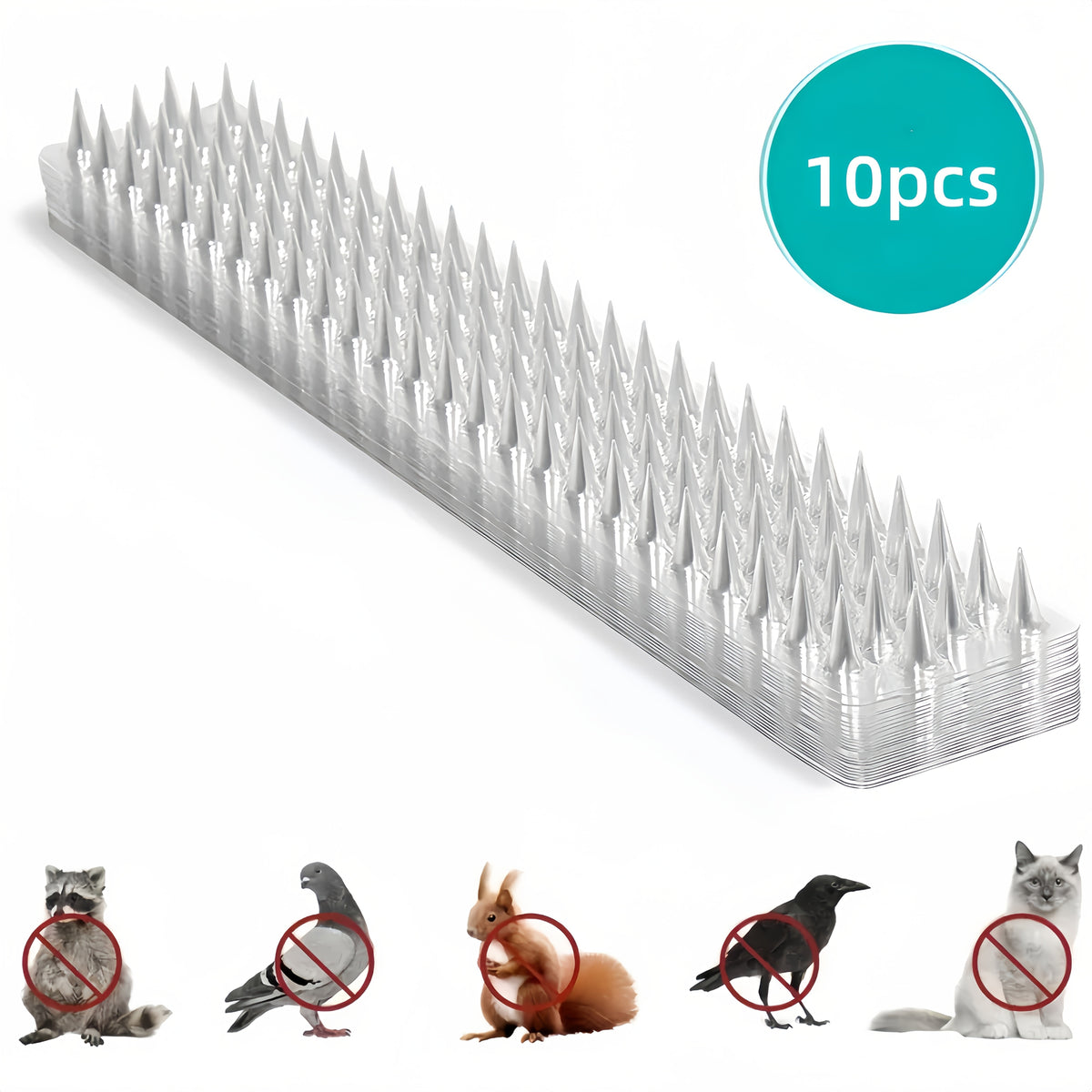 Bird & Cat Repellent Mats 5/10/20 Pack Transparent Spike Mat - Indoor Outdoor Animal Deterrent for Terrace Garden Roof Fence Courtyard - Easy Install Pet Safety Repellent for Home Business Park