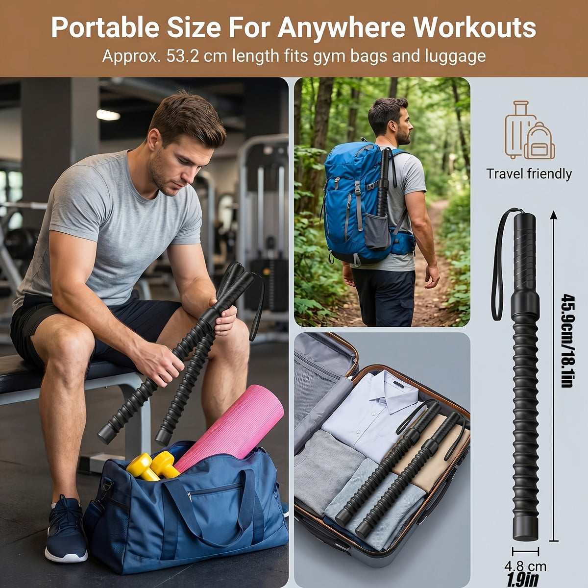 Cordless No-Rope Fighting Jump Rope Set 2pcs – Weighted Resistance Training Ropes for Home Gym Fitness Workout, Adjustable Intensity, Portable Exercise Equipment for Men and Women